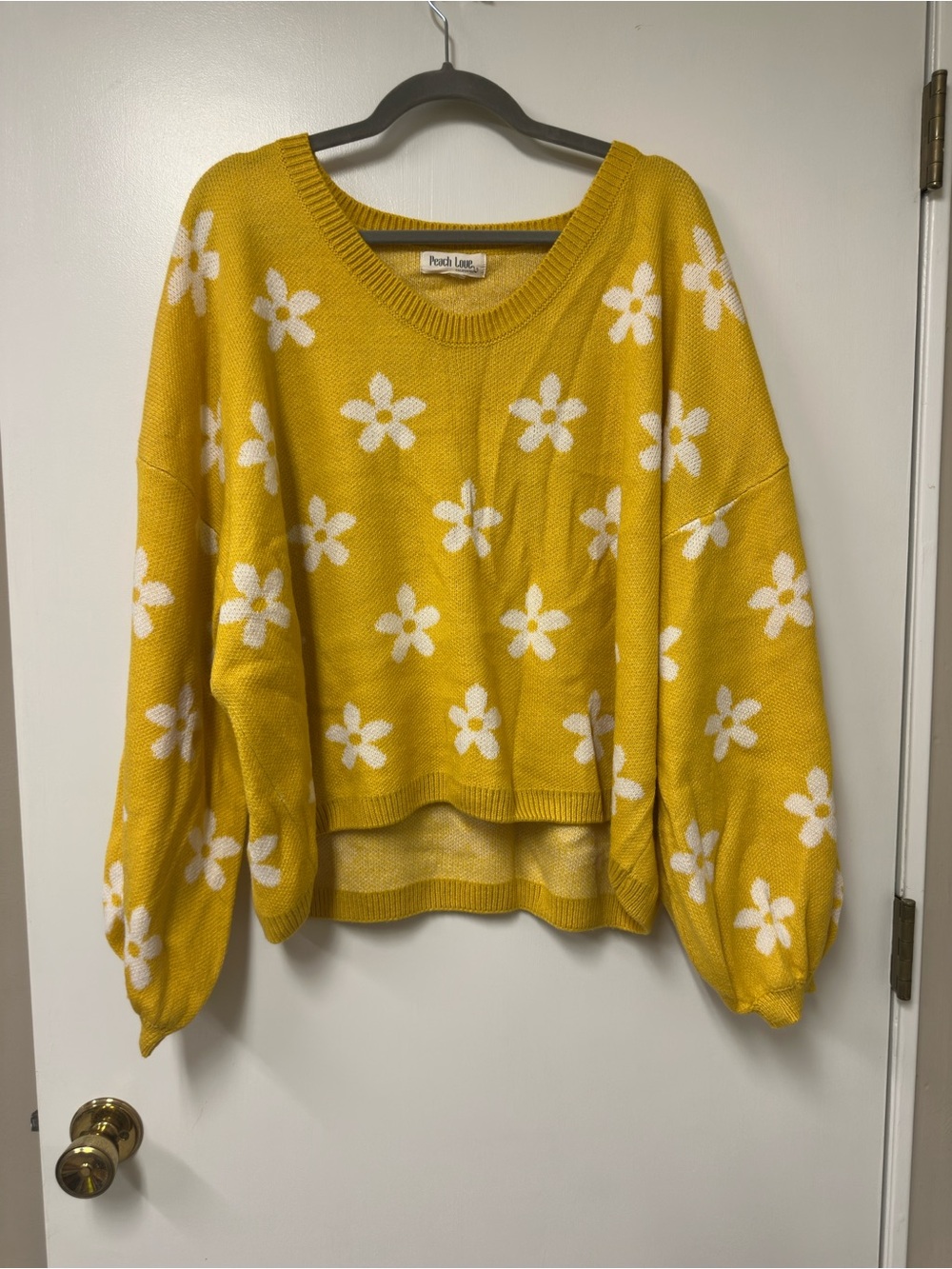Peach Love California Yellow Daisy V-Neck Sweater